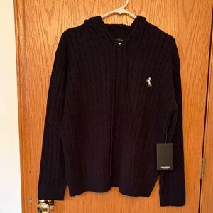 Forever 21  Black Cable Pull Over Sweater with hoodie